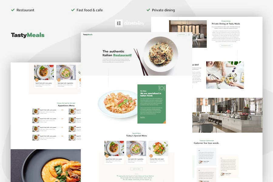 TastyMeals - Template Kit Elementor para restaurantes y cafeterías