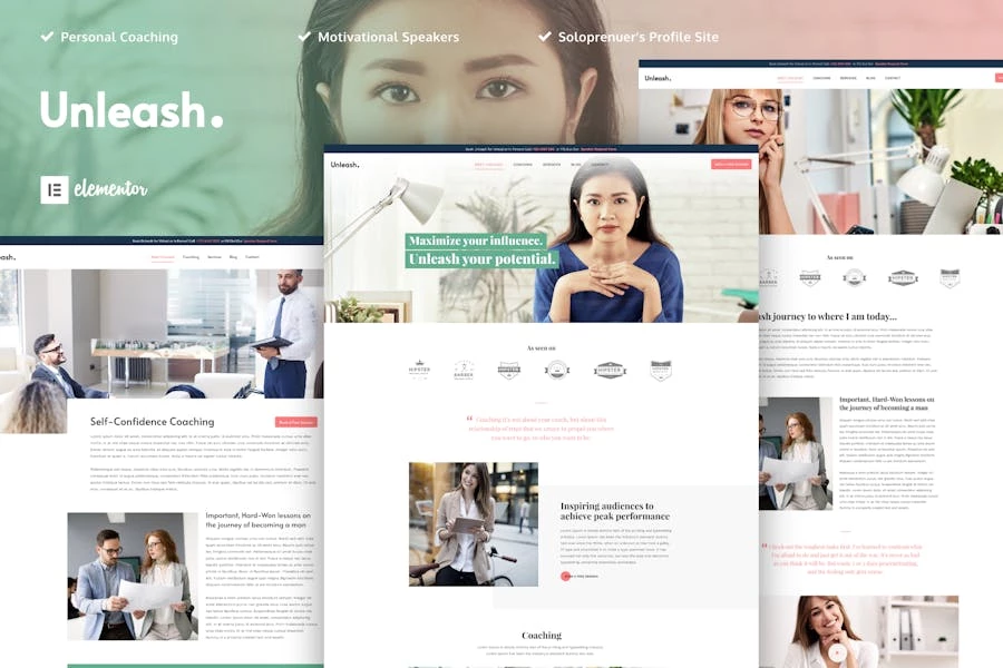 Unleash - Template Kit de Life Coach Elementor
