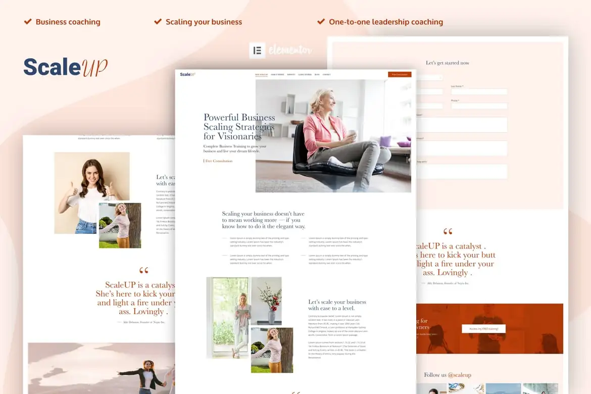 ScaleUp - Template Kit de Elementor de coaching empresarial