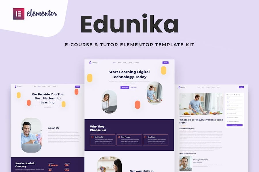 Edunika - Kit de plantillas Elementor para educación en línea