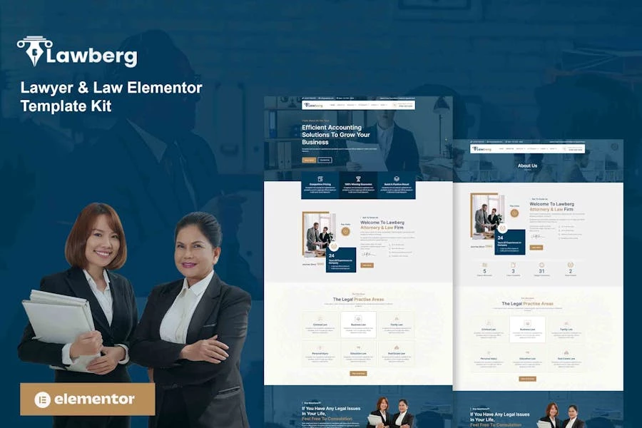 Lawberg - Template Kit Elementor para abogados y firmas legales