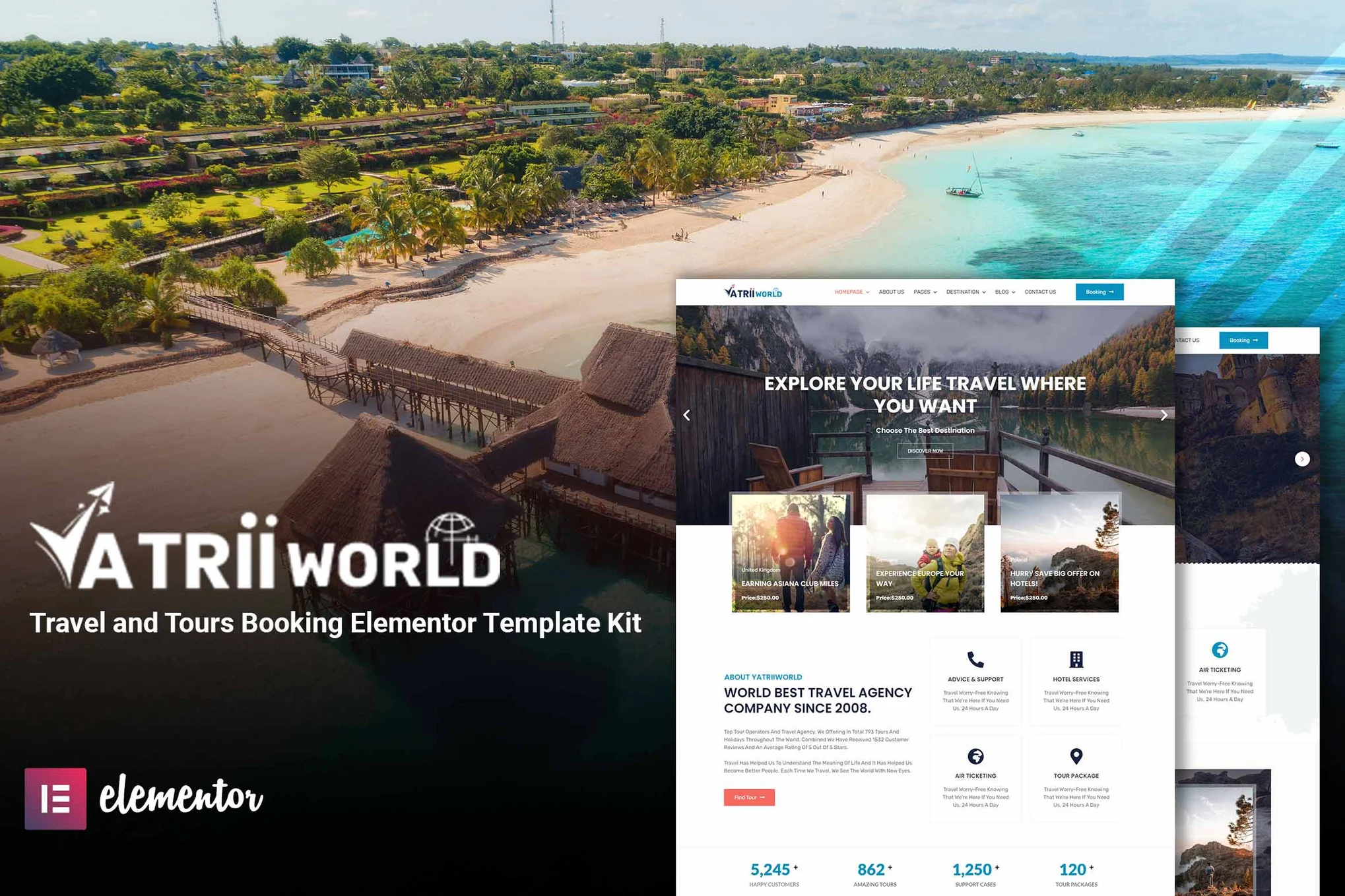 Yatriiworld ? Template Kit Elementor para reservas de viajes y excursiones