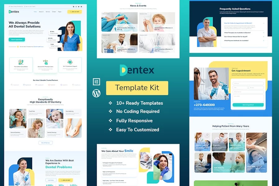 DENTEX - Template Kit Elementor para dentistas y cuidados dentales