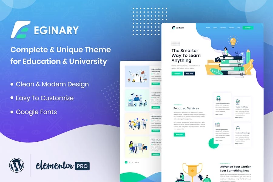 Eginary - Template Kit de Elementor educativo en línea