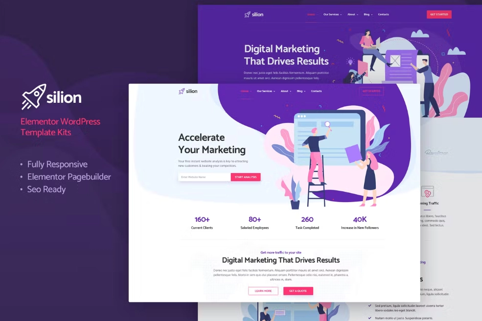Silion - Kit de plantillas Elementor de marketing digital