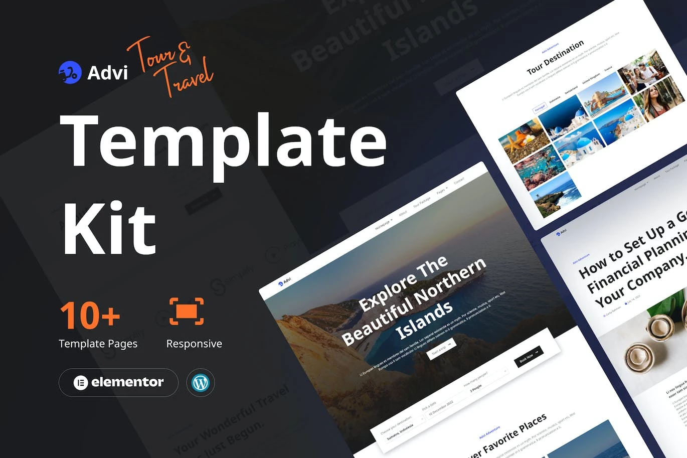Advi - Template Kit Elementor Pro para viajes y viajes creativos