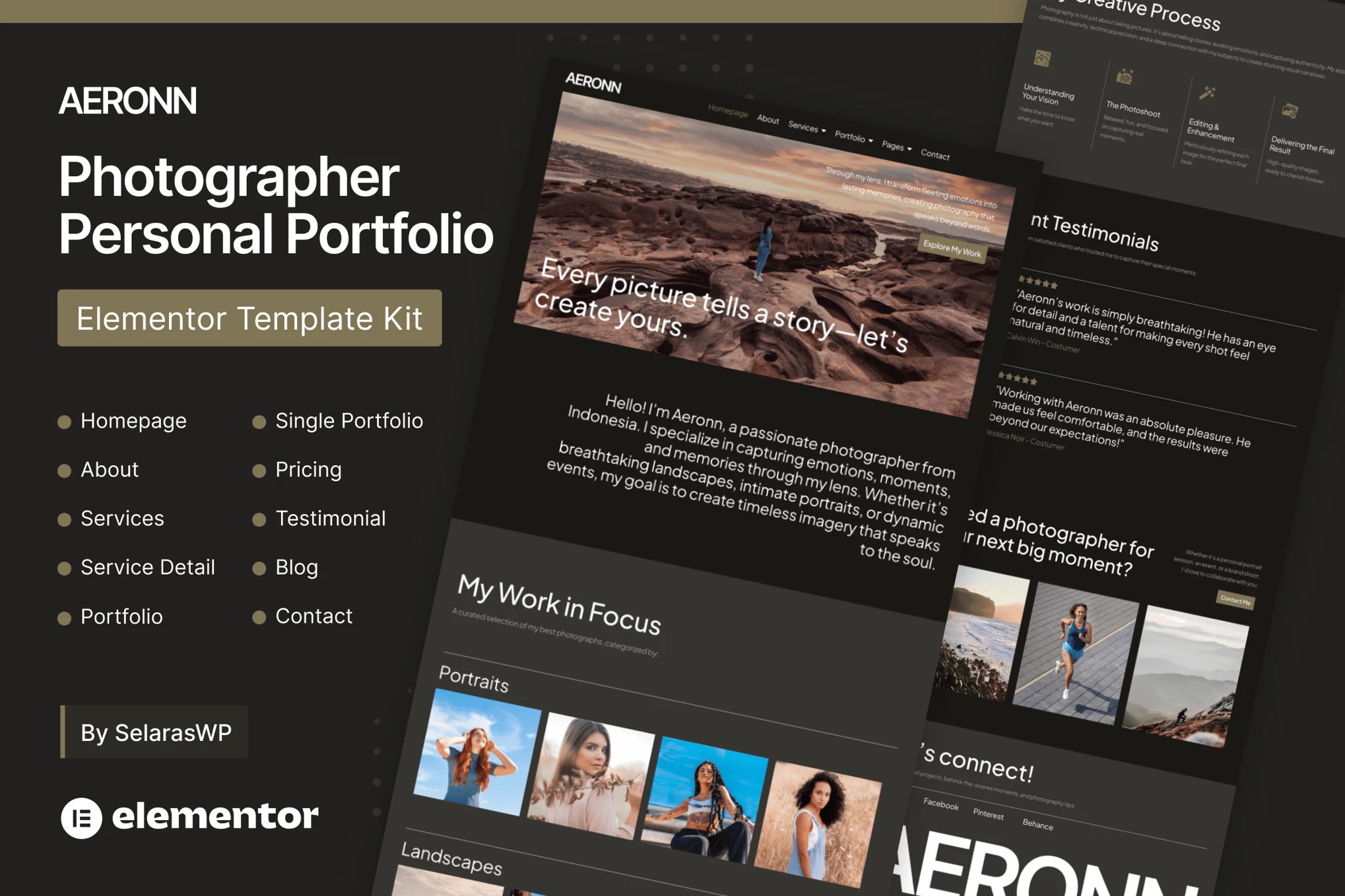 Aeronn - Kit de plantillas de CV personal Elementor Pro
