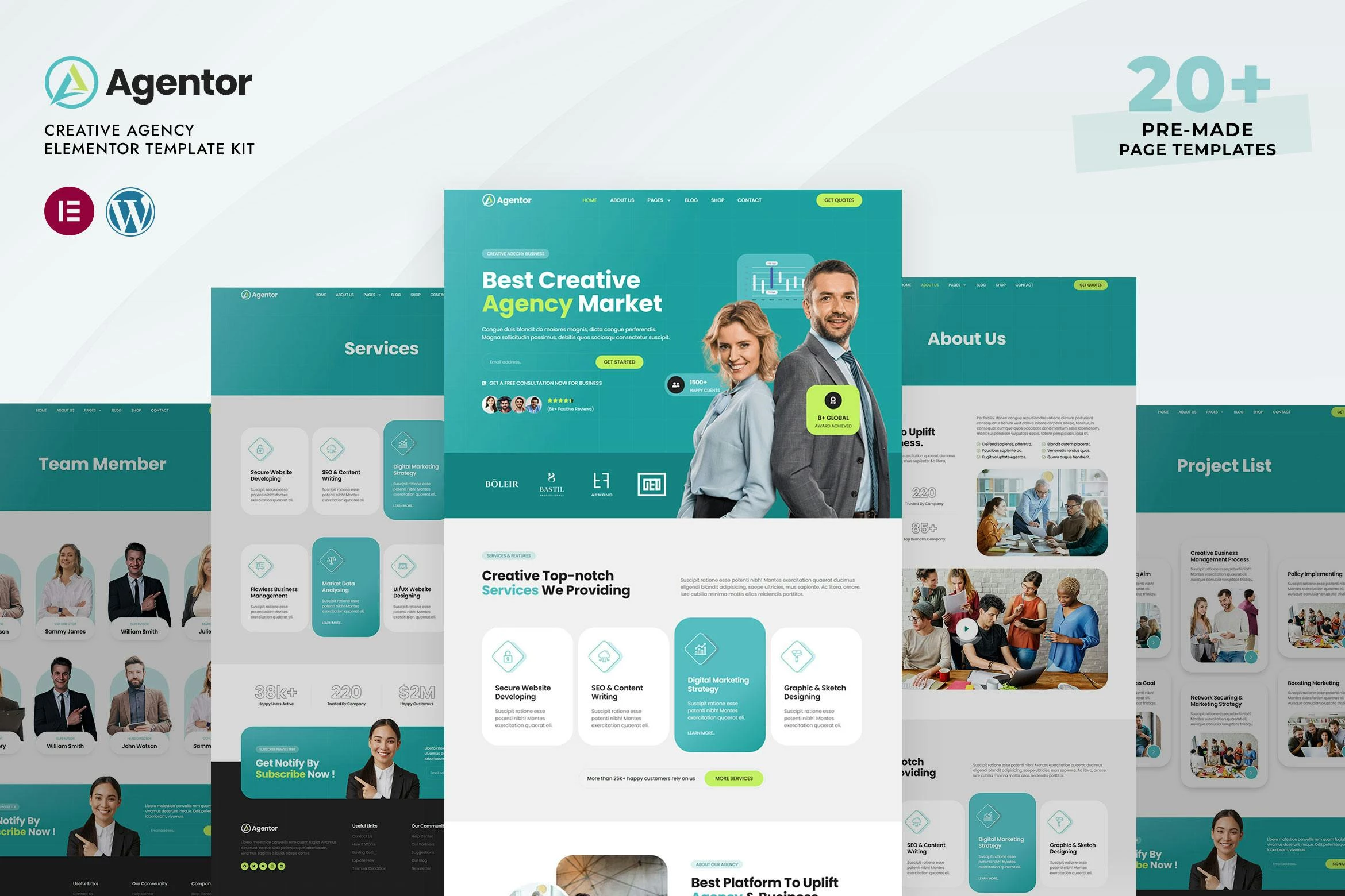 Agentor - Kit de plantillas Elementor Pro para Agencia Creativa