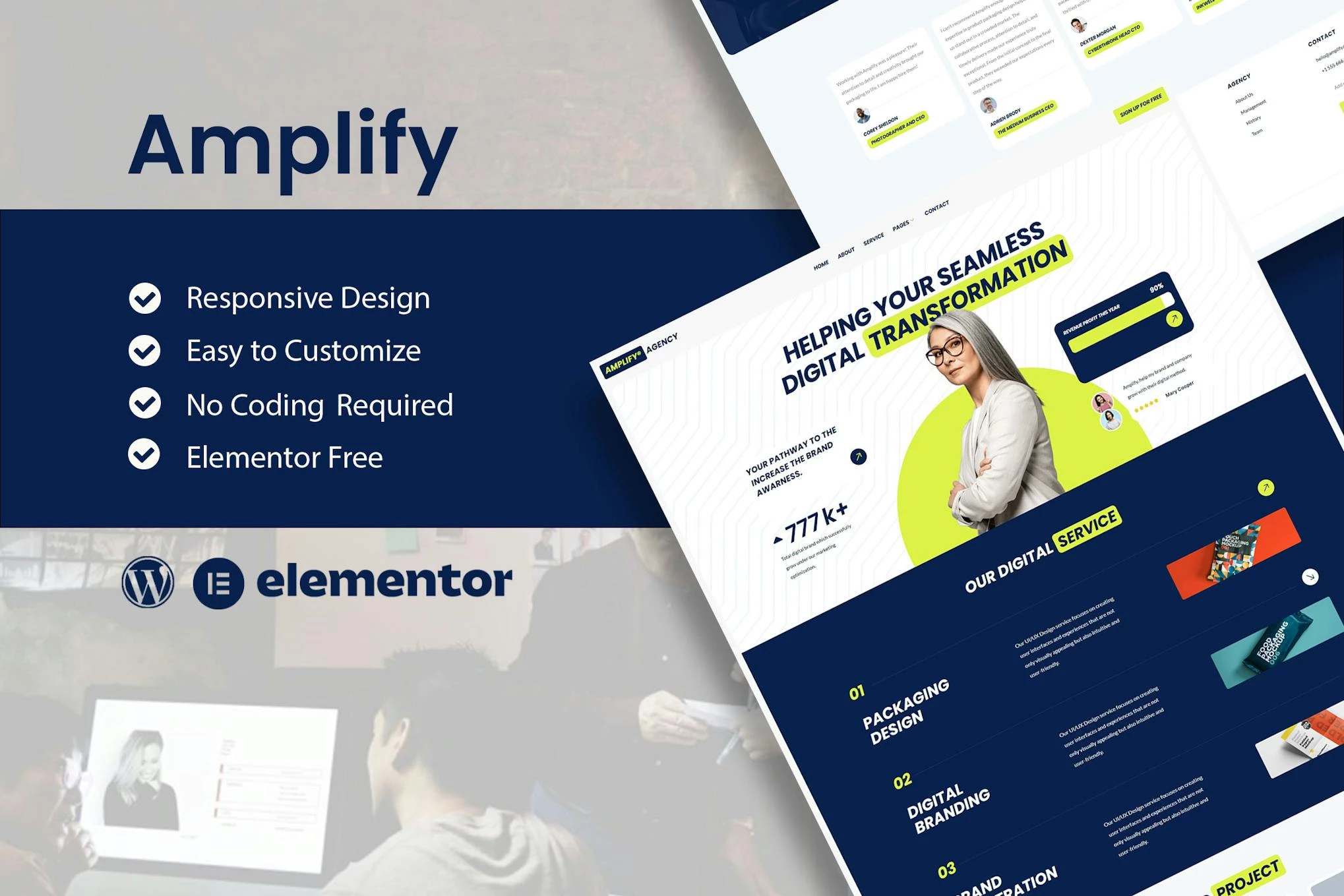 Amplify - Kit de plantillas Elementor para agencias de marketing digital