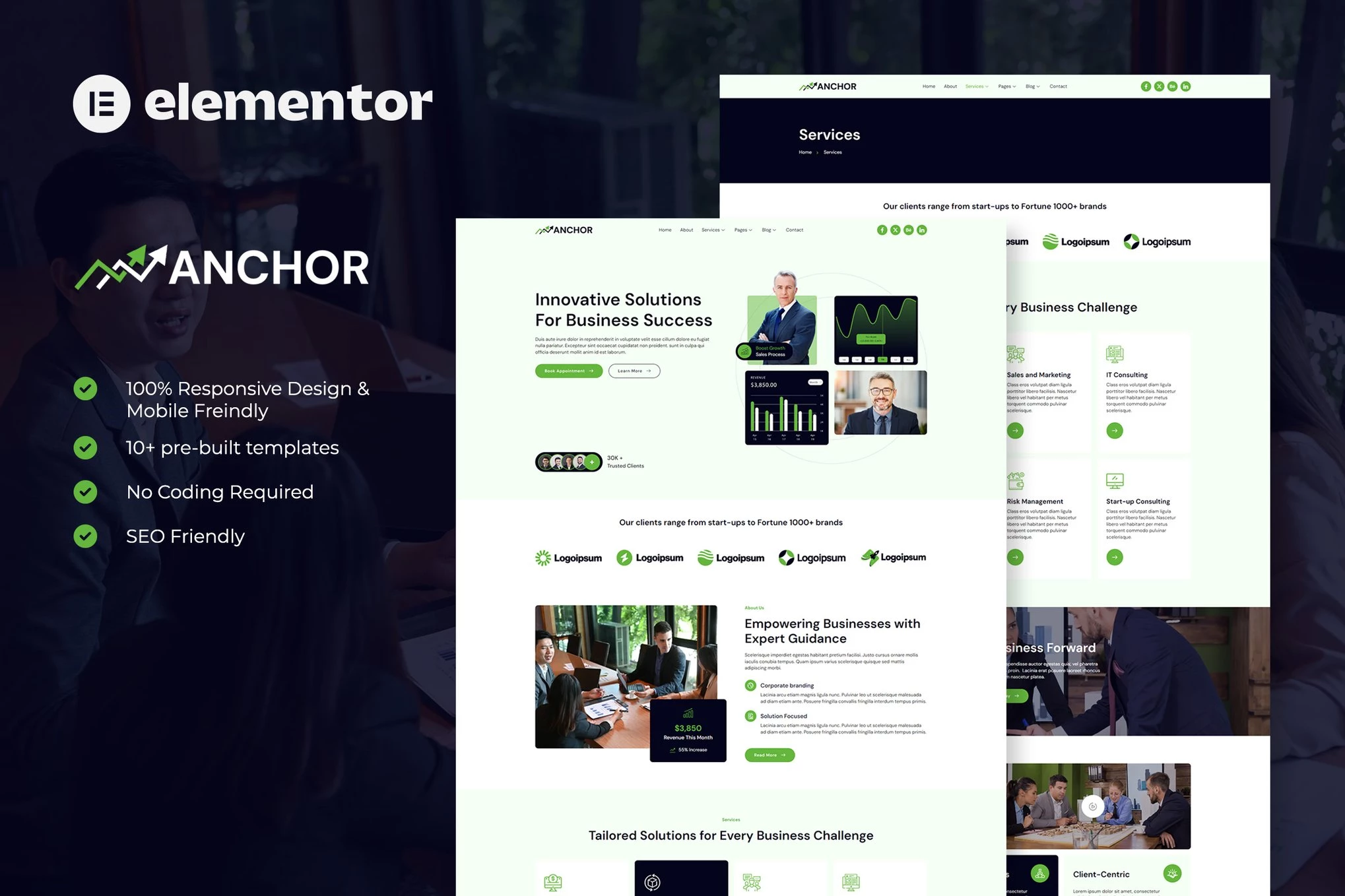 Anchor - Kit de plantillas Elementor para consultoría empresarial