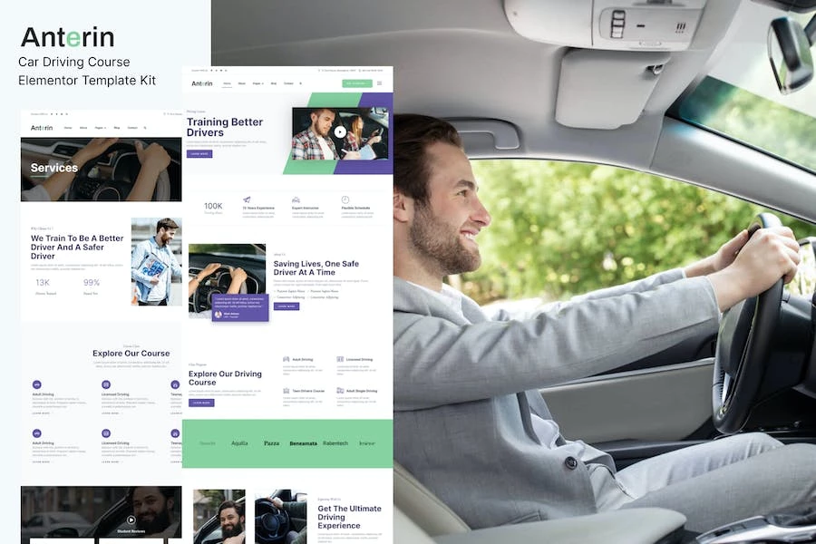 Anterin - Template Kit Elementor para cursos de conducción de automóviles