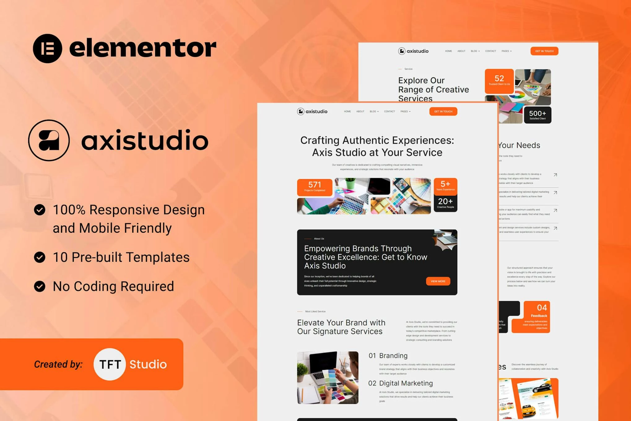 Axistudio - Kit de plantillas Elementor para Branding & Creative Studio