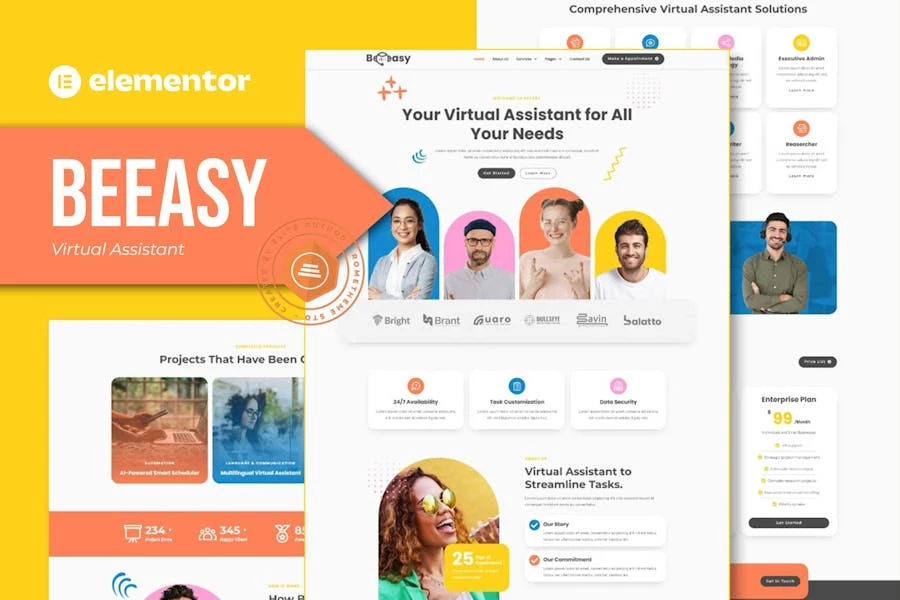 Beeasy - Kit de plantillas Elementor Pro para asistente virtual