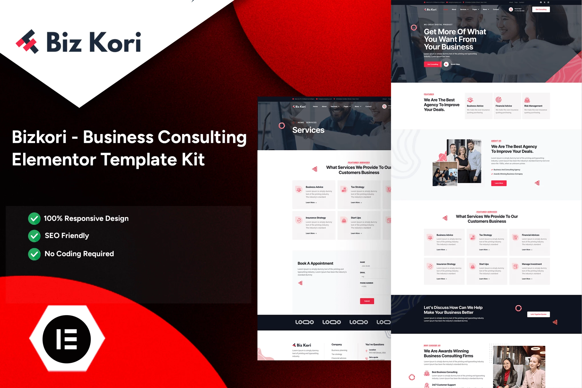 Bizkori - Kit de plantillas Elementor Pro para consultoría empresarial