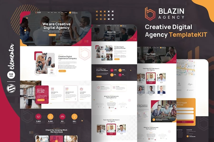 Blazin - Template Kit Elementor para Agencia digitales creativas