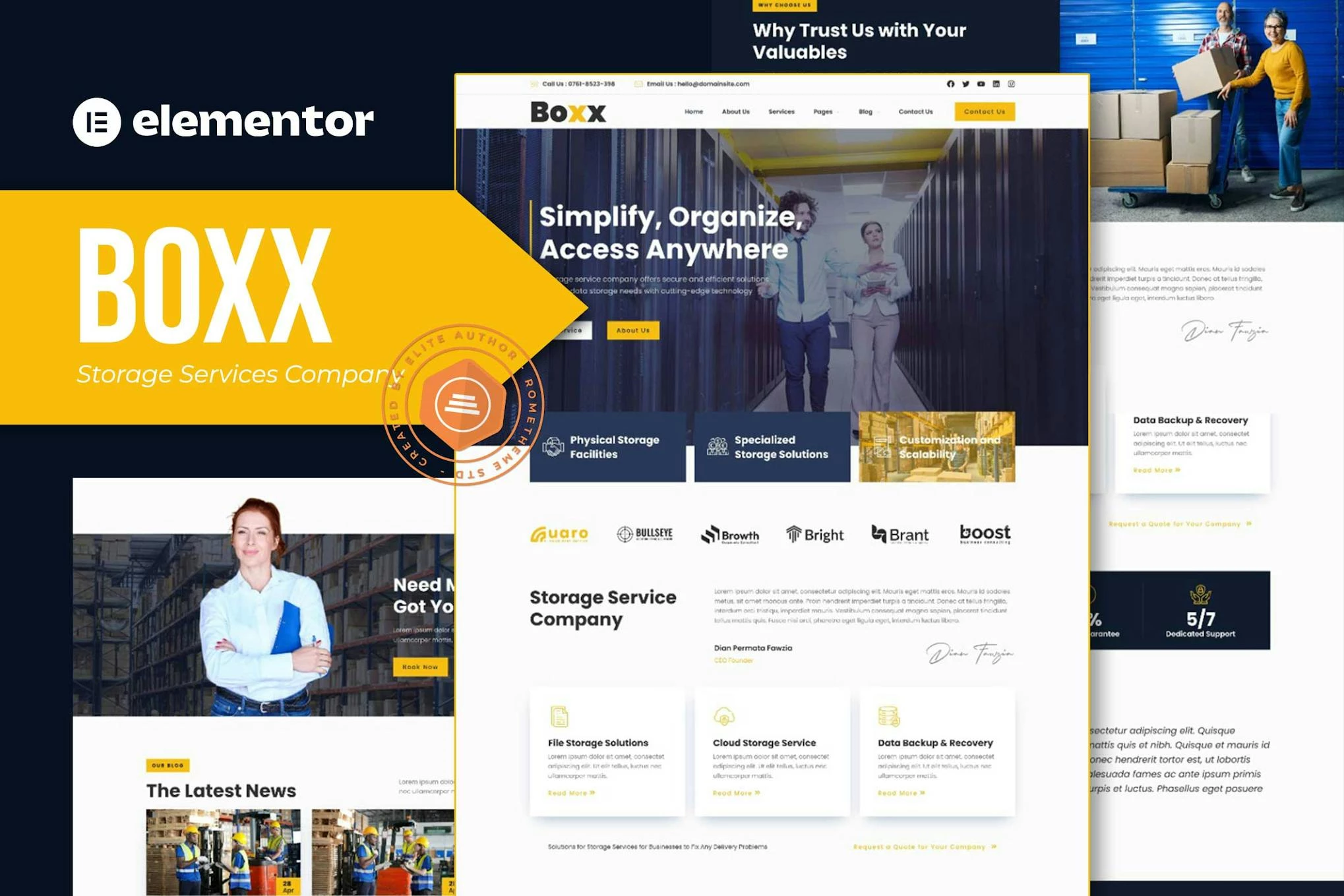 Boxx - Kit de plantillas Elementor para empresas de servicios de almacenamiento