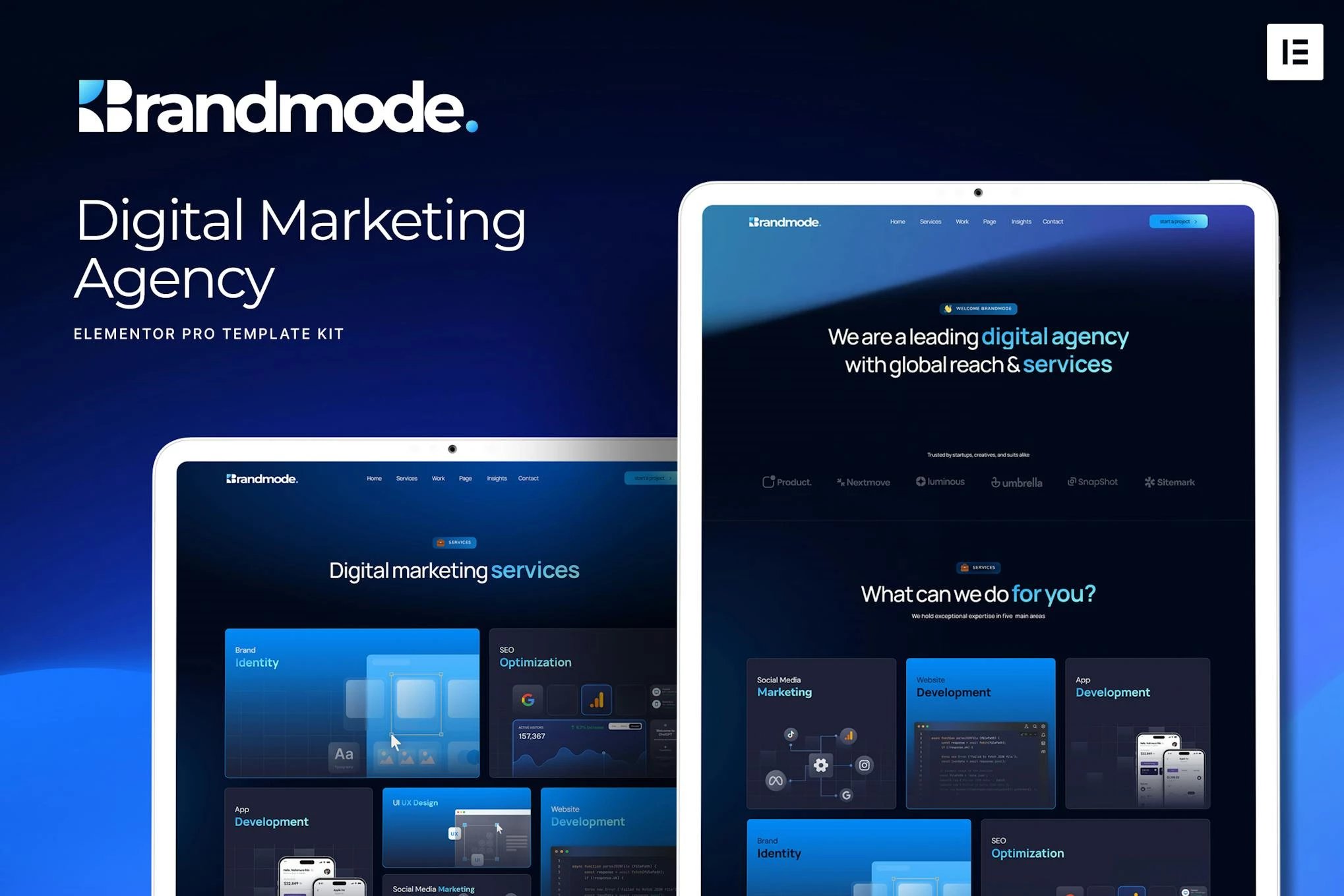 Brandmode - Kit de plantillas Elementor Pro para agencia de marketing digital