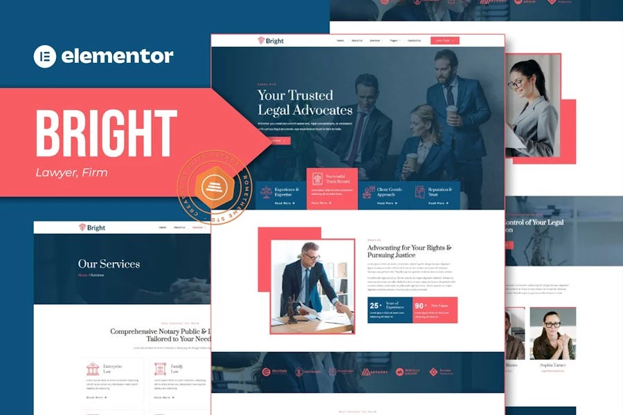 Bright - Kit de plantillas Elementor para abogados y firmas