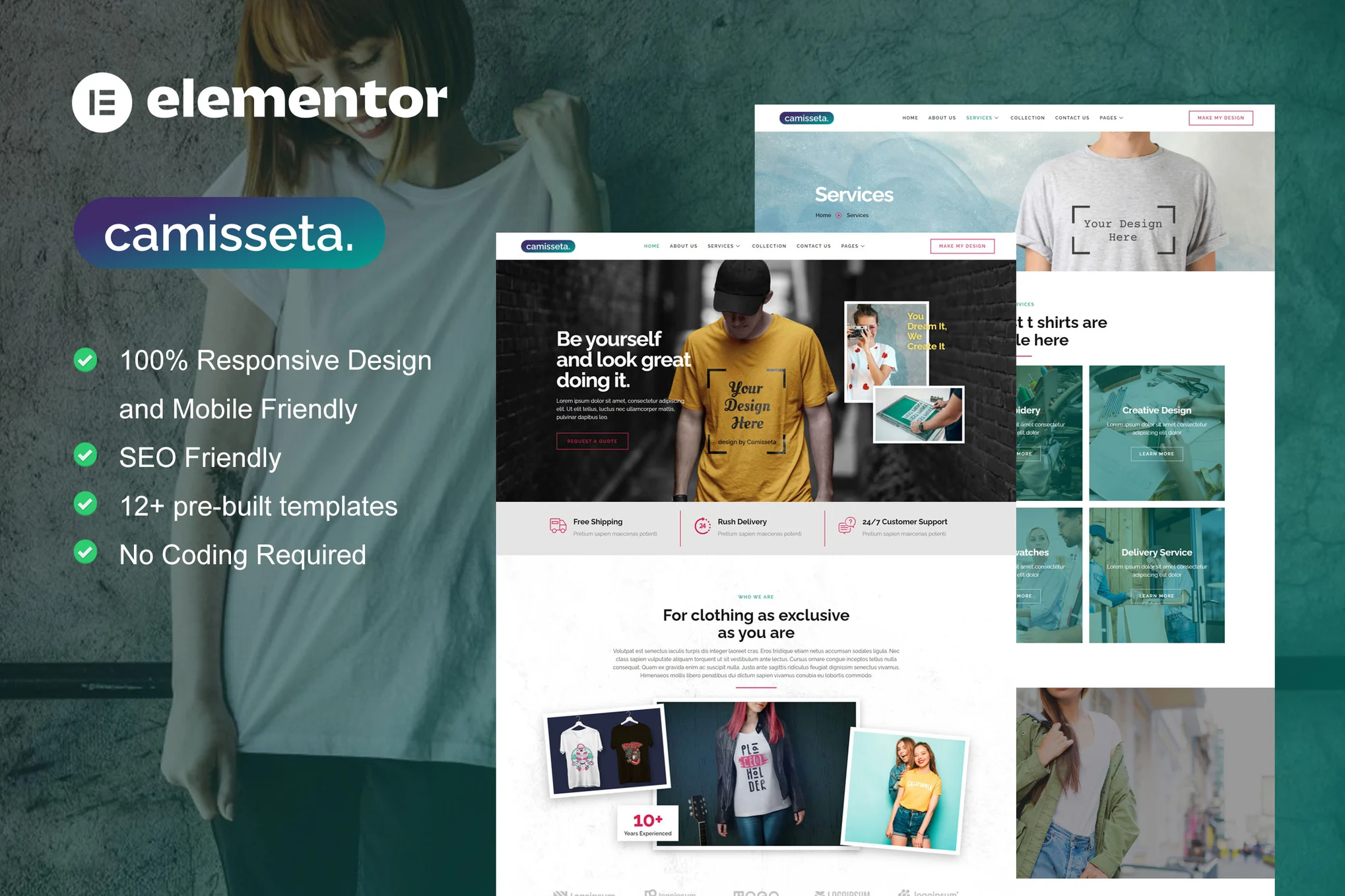 Camisetta - Servicio de diseño e impresión de camisetas Elementor Pro Template Kit