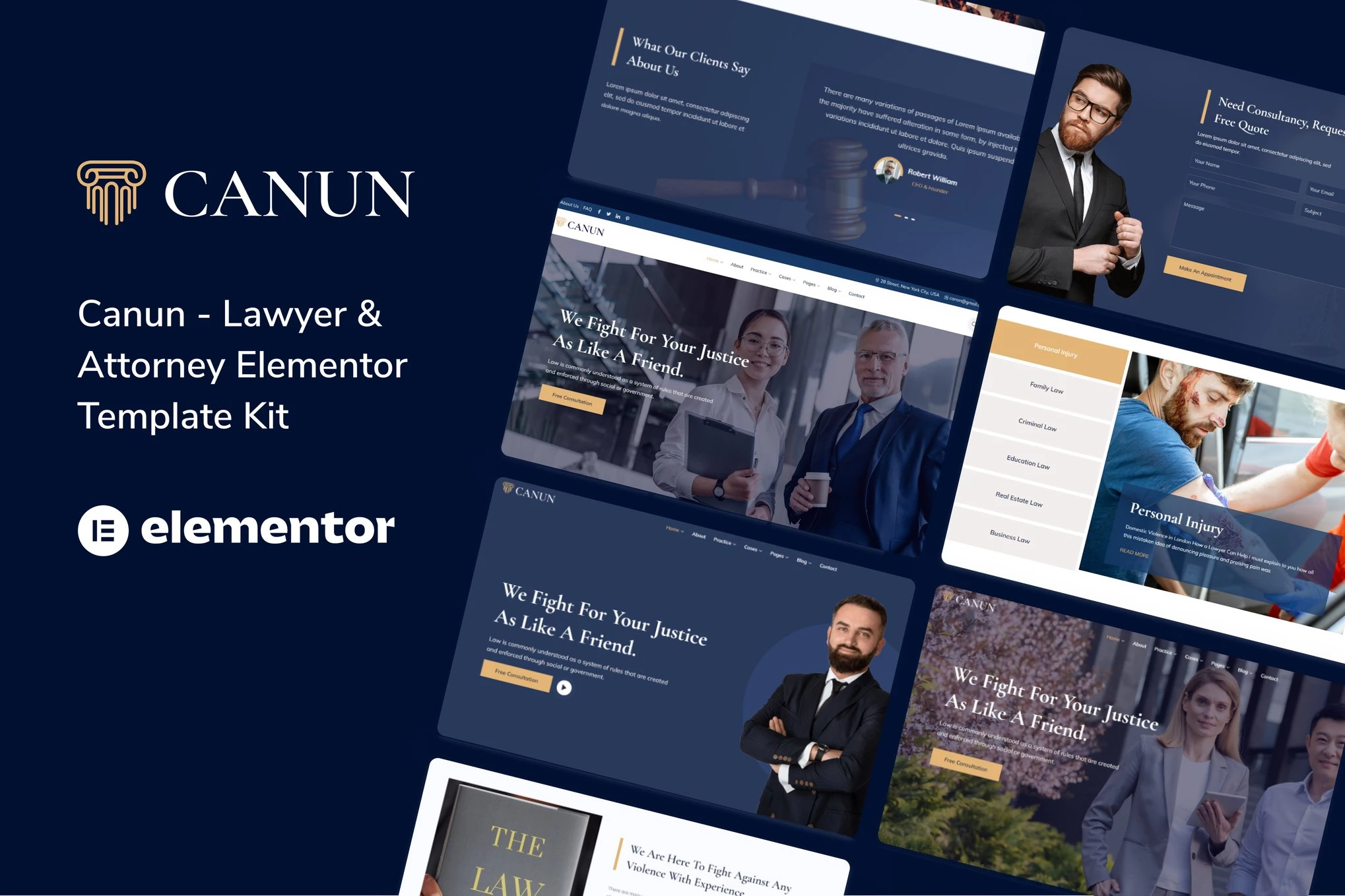 Canun ? Kit de plantillas Elementor para abogados, abogados y bufetes de abogados