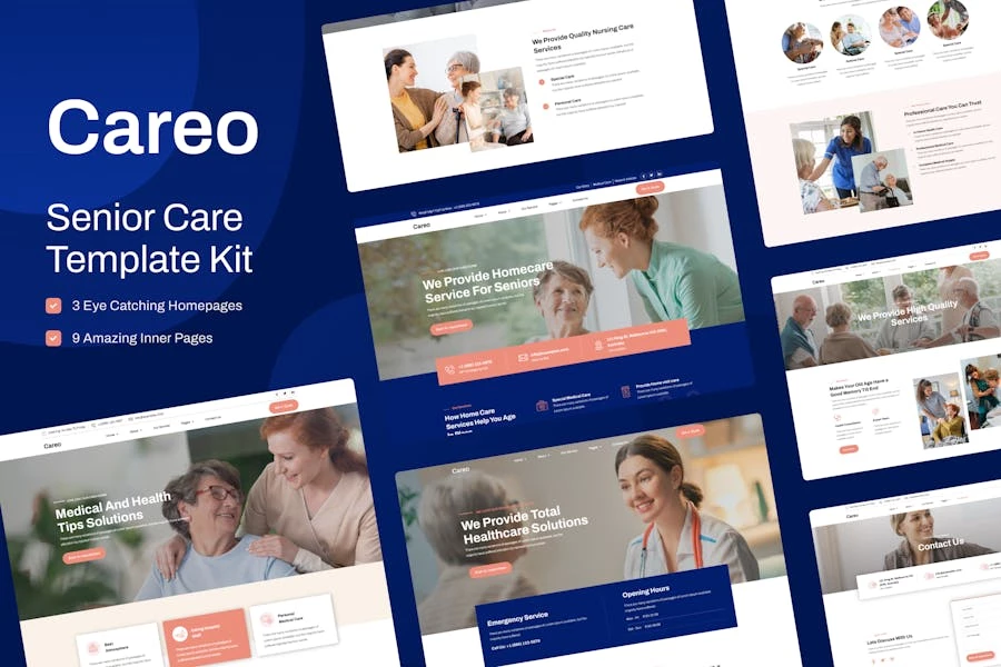 Careo - Template Kit Elementor para el cuidado de ancianos y personas mayores