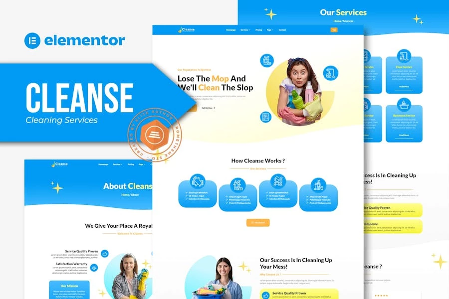 Cleanse - Template Kit Elementor para servicios de limpieza