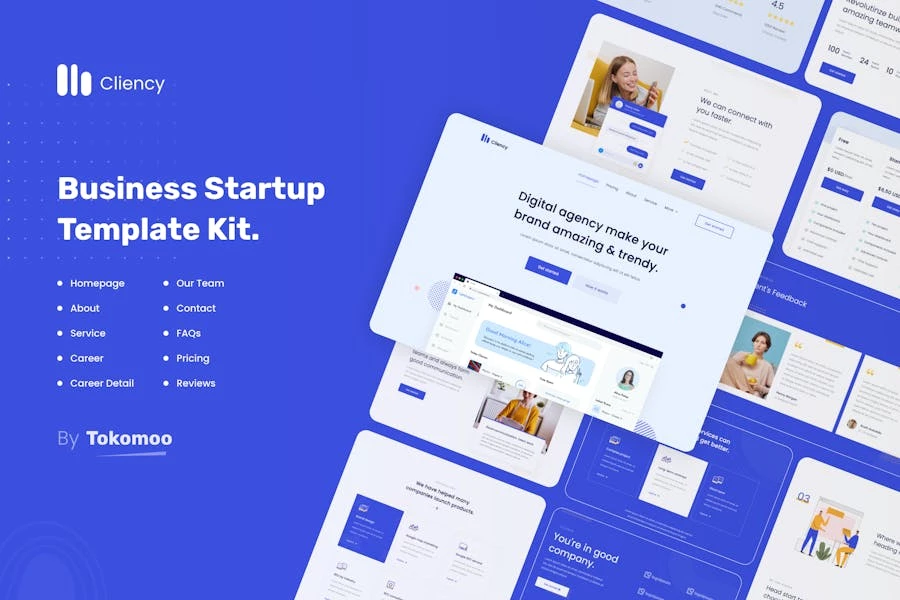 Clientcy | Kit de plantillas Elementor para empresas y empresas emergentes