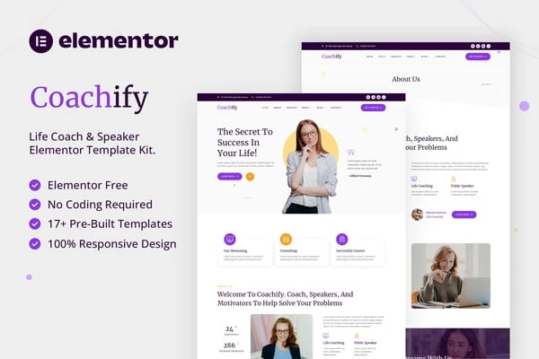 Coachify - Kit de plantillas Elementor para Life Coach y Speaker