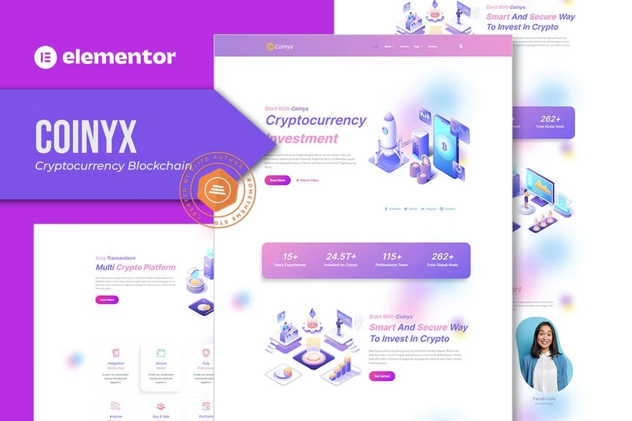 Coinyx - Template Kit de blockchain de criptomonedas y Bitcoin Elementor