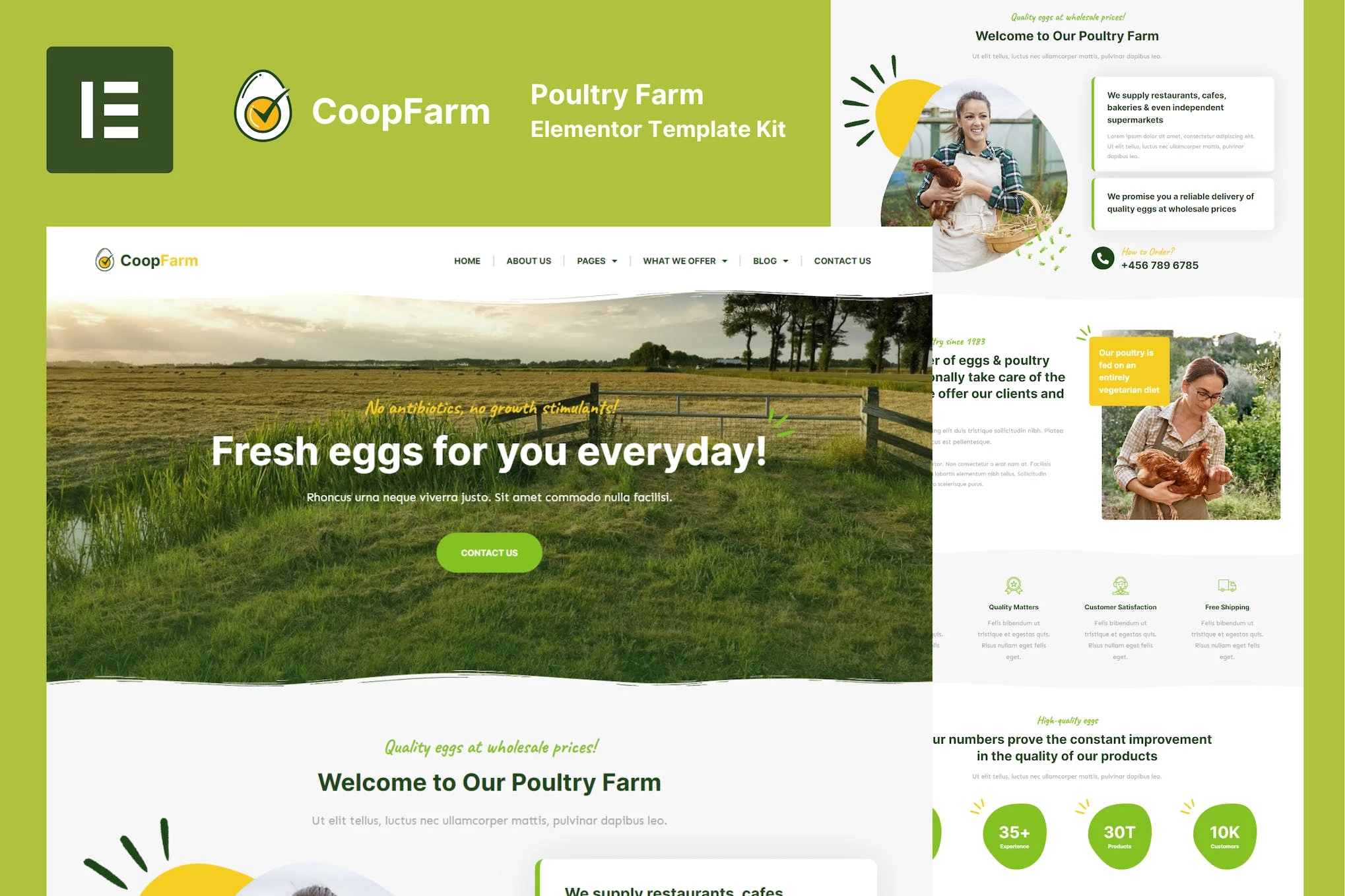 CoopFarm - Kit de plantillas Elementor Pro para granja avícola