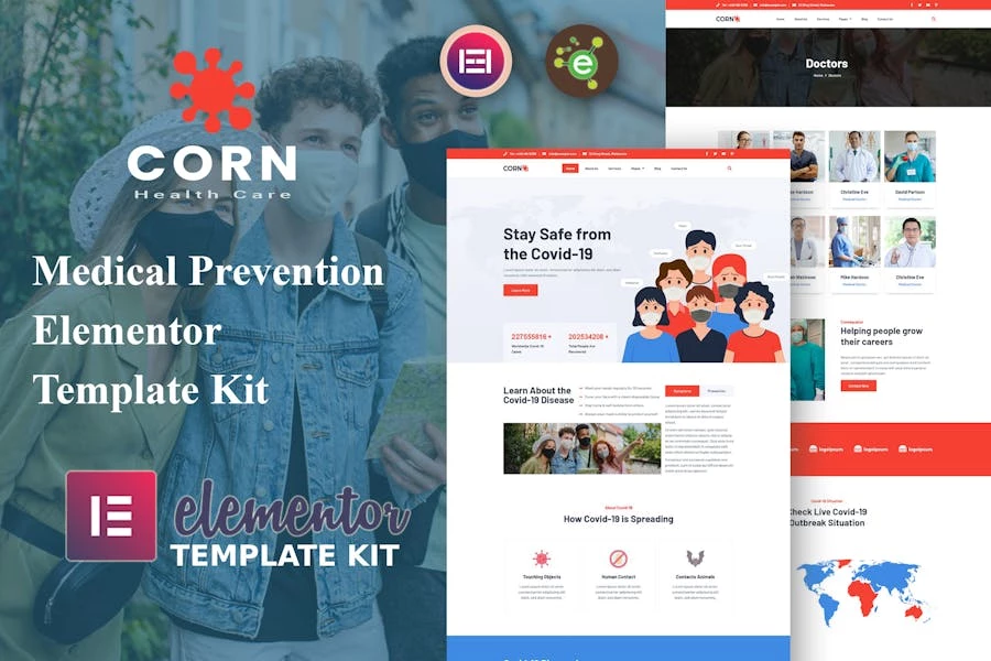 Maíz: Template Kit Elementor para prevención médica