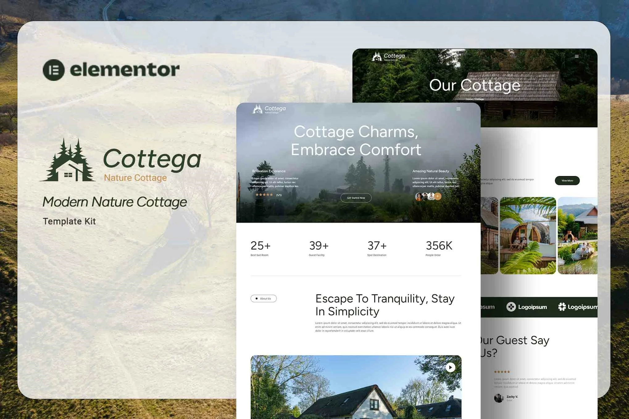 Cottega - Kit de plantillas Elementor de Modern Nature Cottage
