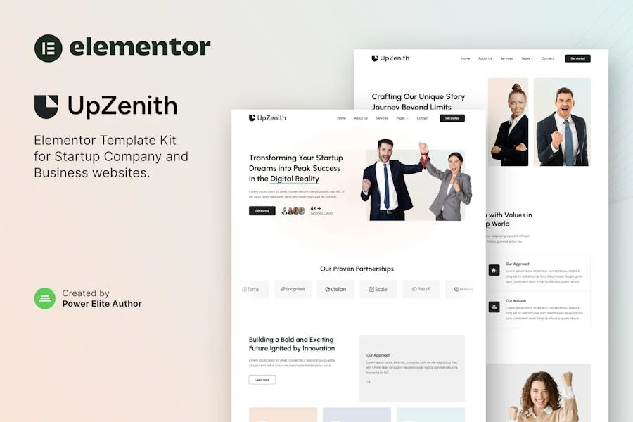 UpZenith ? Kit de plantillas Elementor para empresas emergentes y negocios