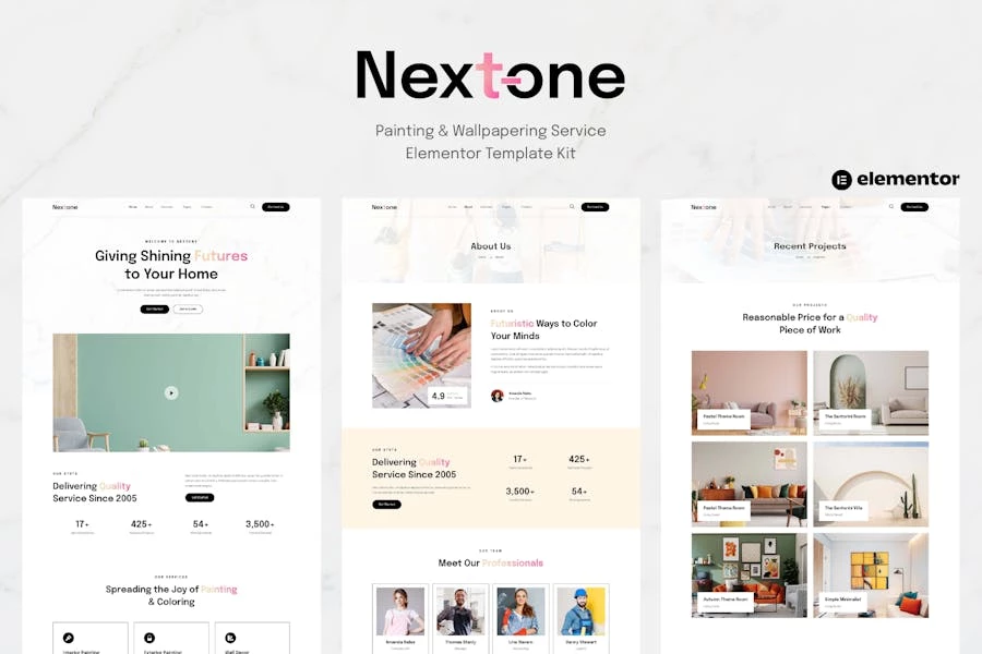 Nextone - Template Kit Elementor para servicio de pintura y empapelado