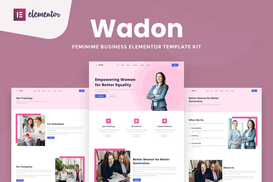 Wadon - Kit de plantillas Elementor para asesora de negocios femenina
