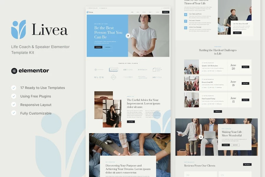 Lieva - Template Kit Elementor para Life Coach & Speaker