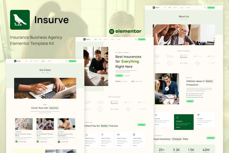 Insurve - Template Kit Elementor para Agencia comerciales de seguros