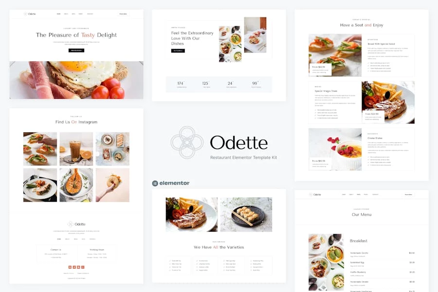 Odette - Template Kit para restaurante Elementor