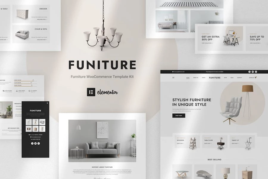 Funiture - Template Kit Elementor para tienda de muebles