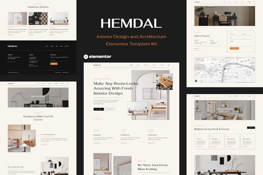 Hemdal - Template Kit Elementor de Diseño de Interiores y Arquitectura