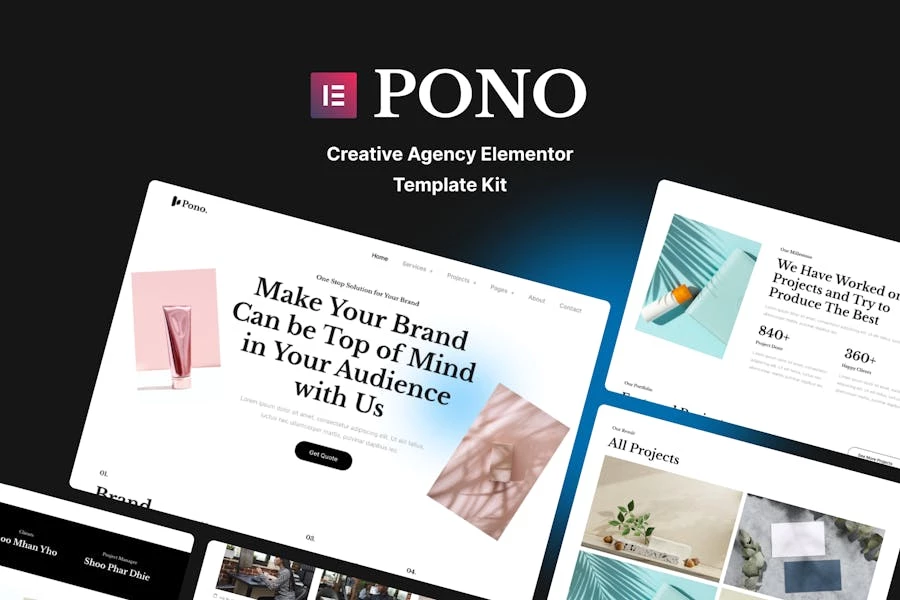 Pono - Template Kit Elementor para agencia creativa