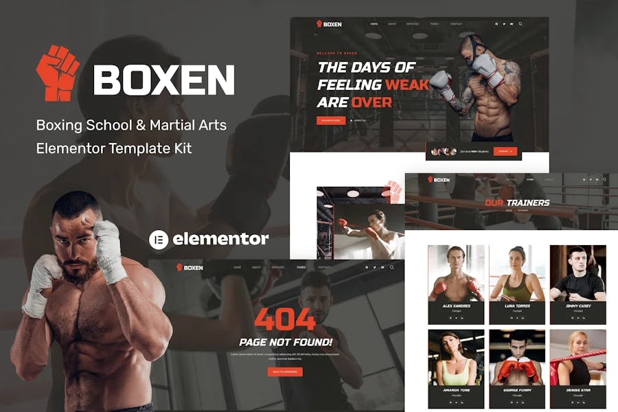 Boxen - Template Kit Elementor para Escuela de Boxeo y Artes Marciales