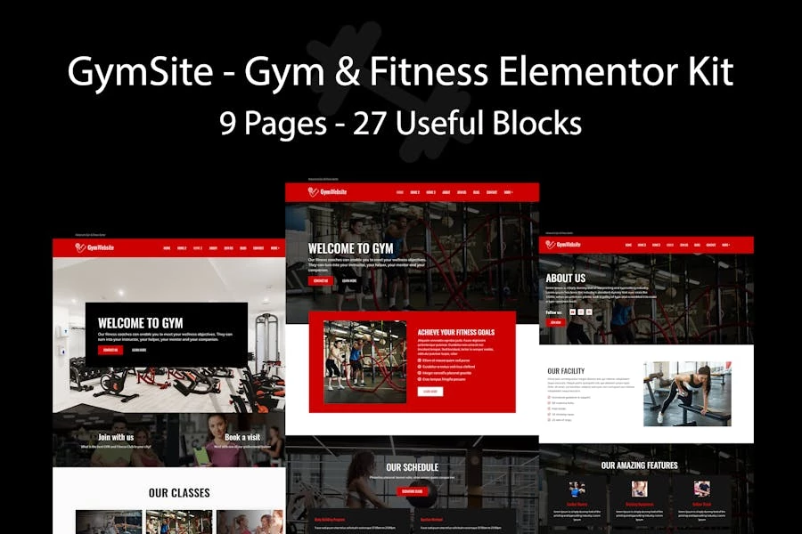 Gymsite - Kit de plantillas Elementor para gimnasios y fitness