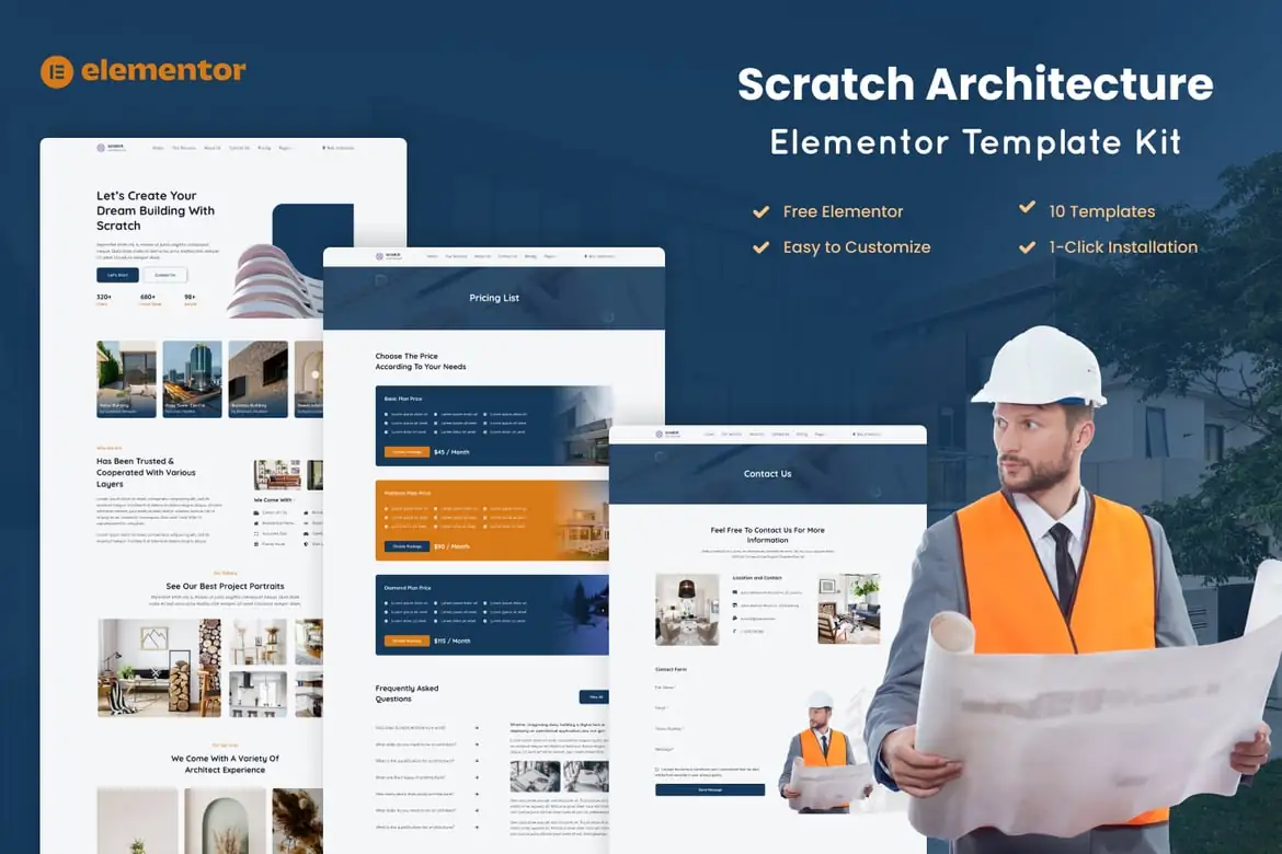 Scratch - Kit de plantillas Elementor para empresas de arquitectura