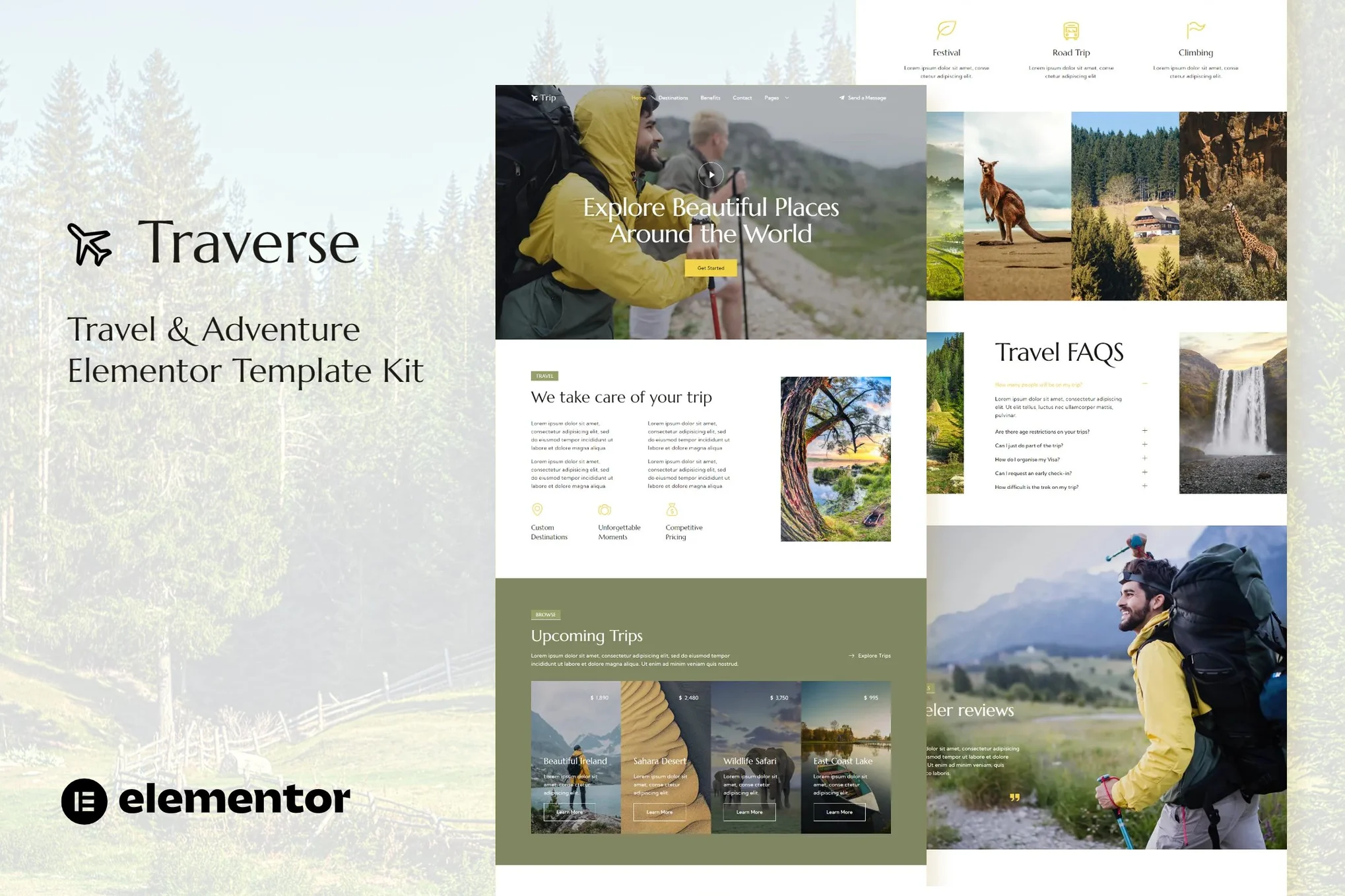 Traverse - Template Kit Elementor para Agencia de viajes y viajes