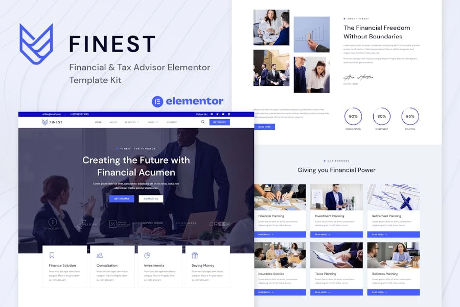 Finest - Template Kit Elementor para asesores financieros y fiscales