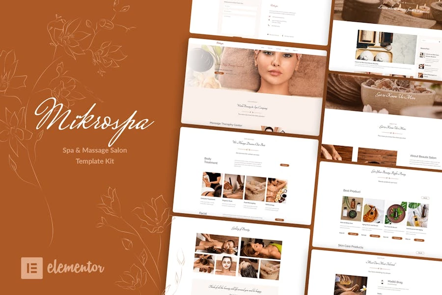 Mikrospa - Kit de plantillas Elementor para spa y masajes