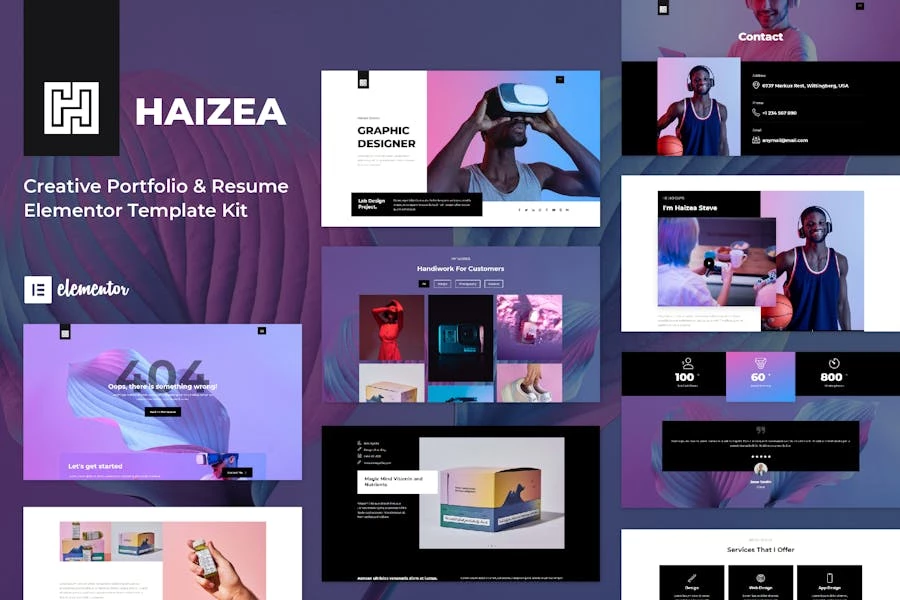 Haizea - Template Kit Elementor para Porfolio creativo y currículum