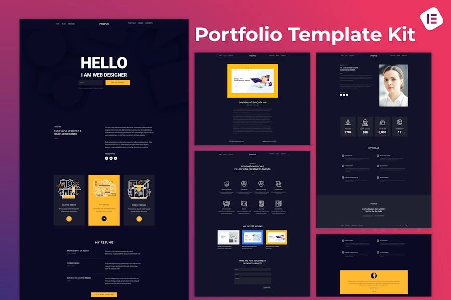 Propus ? Kit de plantillas Elementor para portafolios de diseñadores web