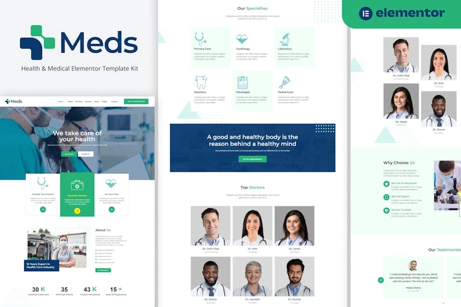 Meds - Template Kit de Elementor de salud y medicina
